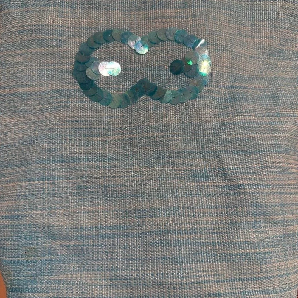 2000s Y2k Escada Island Kiss blue sequin tote bag blue sequin infinity symbol